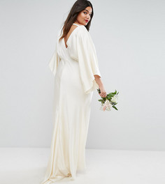 Платье-кимоно макси с глубоким вырезом сзади ASOS CURVE BRIDAL - Кремовый