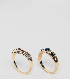2 кольца с камнями ASOS CURVE - Золотой