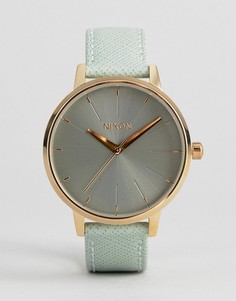 Часы с зеленым кожаным ремешком Nixon Kensington - Зеленый