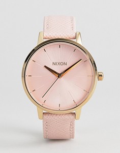 Часы с розовым кожаным ремешком Nixon Kensington - Розовый