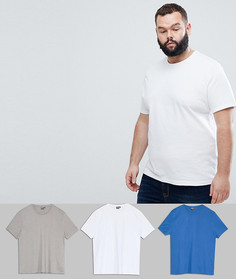 3 футболки с круглым вырезом ASOS PLUS - СКИДКА - Мульти