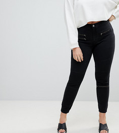 Черные байкерские джинсы с покрытием и завышенной талией ASOS CURVE SCULPT ME - Черный