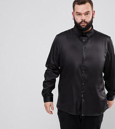 Черная приталенная сатиновая рубашка ASOS PLUS - Черный