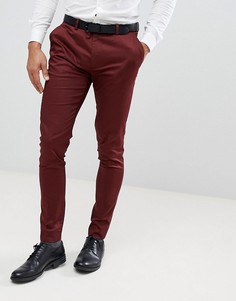Бордовые супероблегающие брюки из хлопкового сатина ASOS WEDDING - Красный