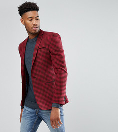 Красный приталенный блейзер в клетку с добавлением шерсти ASOS TALL - Красный