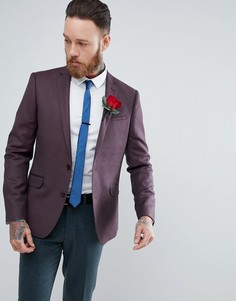 Бордовый блейзер скинни из 100% мериносовой шерсти ASOS WEDDING - Красный