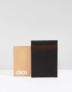 Черно-бордовая кожаная визитница ASOS - Черный