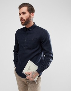 Темно-синяя полушерстяная рубашка навыпуск с узором в елочку ASOS - Темно-синий