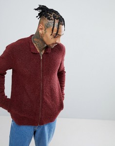 Бордовая фактурная куртка Харрингтон из ткани букле ASOS - Красный