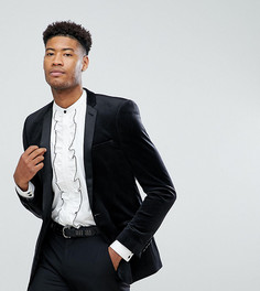 Черный приталенный бархатный блейзер ASOS TALL - Черный