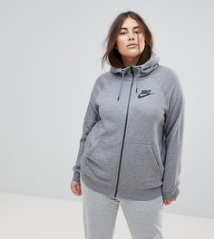 Худи серого цвета на молнии Nike Plus Rally - Серый