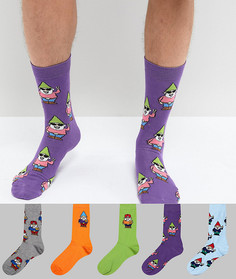 5 пар носков с принтом гномов ASOS - Мульти