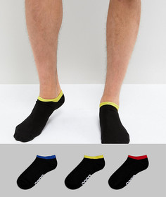 Набор черных низких носков с названием бренда на подошве ASOS - 3 пары - Черный