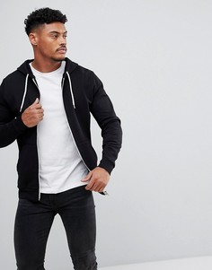 Черный худи на молнии ASOS - Черный