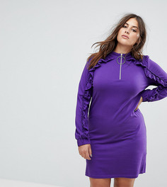 Платье мини с оборками и молнией ASOS CURVE - Фиолетовый