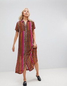 Платье-рубашка макси с принтом Maison Scotch - Красный
