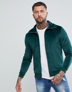 Зеленая велюровая спортивная куртка ASOS - Зеленый