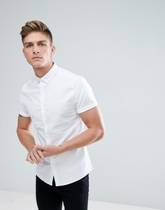 Белая облегающая оксфордская рубашка с короткими рукавами ASOS - Белый