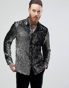 Серебристая рубашка классического кроя с пайетками ASOS - Серебряный