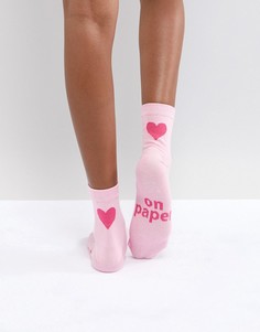 Носки с надписью 100% Your Type on Paper ASOS - Розовый