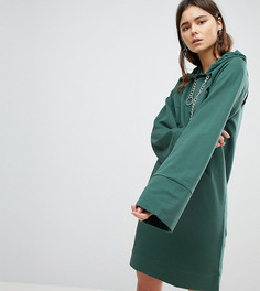 Трикотажное платье мини с капюшоном, вырезами и цепочками ASOS TALL - Зеленый