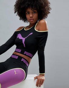 Короткий черный лонгслив с вырезами Puma эксклюзивно для ASOS - Черный