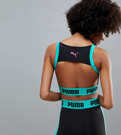 Черно-зеленый спортивный бюстгальтер на молнии Puma эксклюзивно для Asos - Зеленый