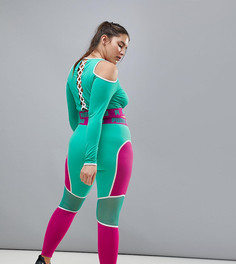 Леггинсы с сетчатыми вставками (розовый/зеленый) Puma Plus эксклюзивно для Asos - Красный