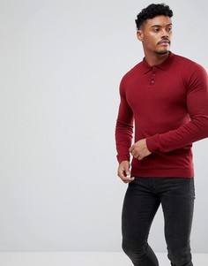 Бордовое трикотажное поло обтягивающего кроя ASOS - Красный