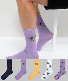 Набор из 5 пар носков с рисунком ASOS - Мульти