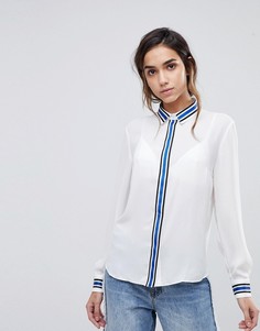 Блузка с контрастной отделкой Sisley - Белый