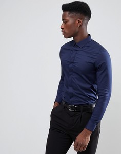 Эластичная рубашка зауженного кроя Burton Menswear - Синий