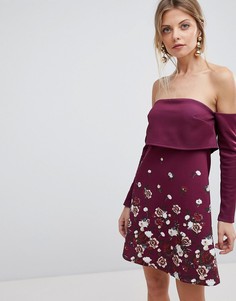 Платье мини с кроп-топом и цветочным принтом ASOS - Мульти