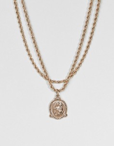 Ожерелье в винтажном стиле с цепочками в несколько рядов и подвеской ASOS - Золотой
