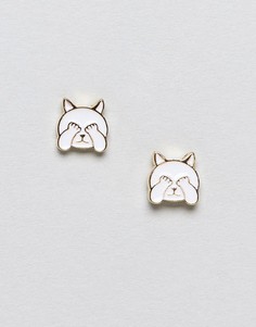 Серьги-гвоздики ограниченной серии Shy Kitty - Белый Asos