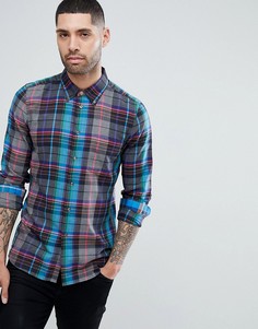 Синяя облегающая рубашка в клетку PS Paul Smith - Синий