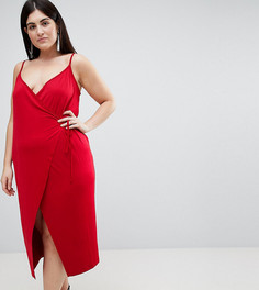 Облегающее платье миди с запахом ASOS CURVE - Красный