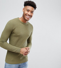 Обтягивающий фактурный джемпер цвета хаки ASOS TALL - Зеленый