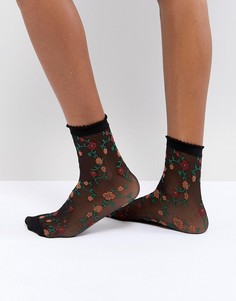 Полупрозрачные носки с цветочным принтом ASOS - Черный
