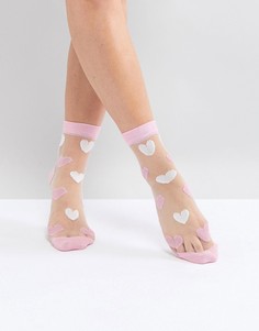 Прозрачные носки с сердечками ASOS Valentines - Розовый