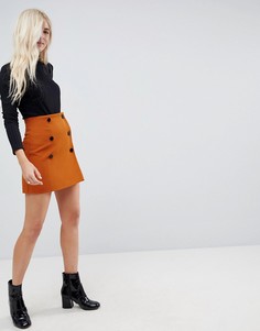 Двубортная мини-юбка ASOS - Коричневый