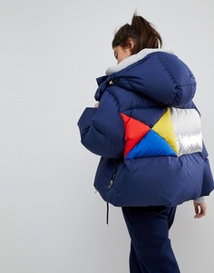 Дутая куртка с отделкой колор блок на спине Tommy Hilfiger - Темно-синий