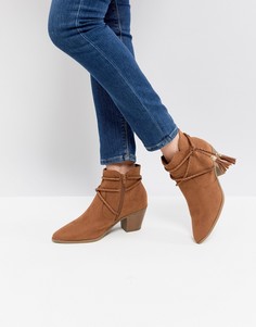 Ботинки в стиле вестерн с завязками New Look - Коричневый