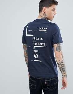 Темно-синяя узкая футболка с логотипом на спине Farah Memeson - Темно-синий