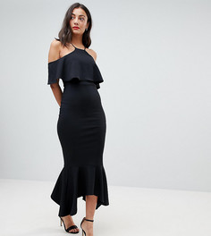 Платье миди с оборкой на подоле ASOS TALL - Черный