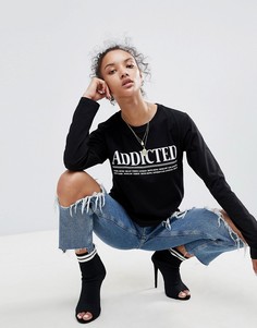 Лонгслив с принтом Addicted City ASOS - Черный