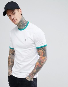 Белая облегающая футболка с рукавами реглан и небольшим логотипом Original Penguin - Белый