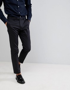 Черные сатиновые облегающие строгие брюки Burton Menswear - Черный