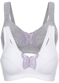Бюстгальтер из органического хлопка без косточек, чашка D (серый меланж/белый) Bonprix