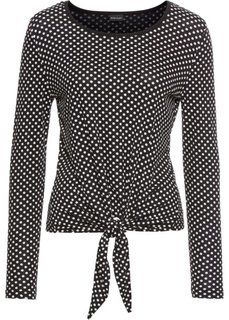 Футболка с узлом (черный в горошек) Bonprix